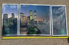 Vintage Brooklyn BRIDGE World Trade Center 3 Piece Cityscape PHOTO ART Skyline