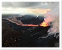 Kilauea Volcano Lava Fountain And Flow Towards Ocean Silver Halide Photo 2018