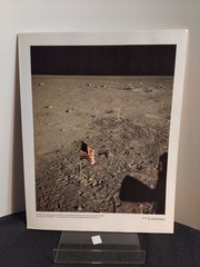 1969 NASA Moon Landing Photo US Flag and Footprints Apollo 11 Historic Print