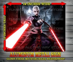 Sexy Asajj Ventress Dual Lightsabers Star Wars Metal Sign Wall Art 14″ x 11″