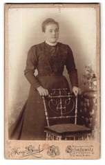 Photograph Hugo Graf, Schedewitz, portrait beautiful lady in dress at Stu