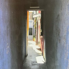 Venice Italy Blue Alley Canvas Print European Architecture Mediterranean Rustic