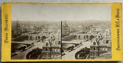 France Paris Panorama La Seine c1858 Photo Stereo Print Top Direction 1875