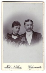 Photograph Joh. Niclou, Chemnitz, Königstraße 5, elegant couple portrait