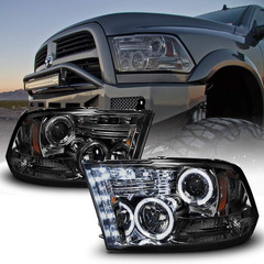 – for 2009-2018 Dodge Ram 1500 10-18 2500 3500 LED Halo Ring Smoked Lens Project