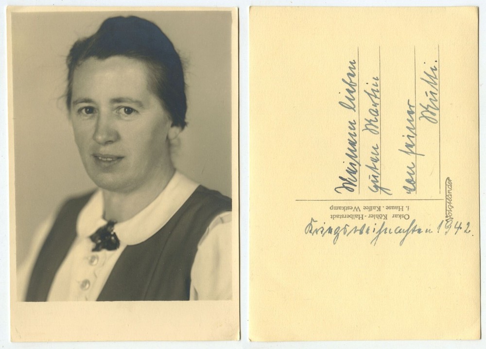 45006 – Woman – Portrait – Halberstadt – Photo, Dated War Christmas 1942