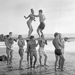 Surfers Beach Party Photography Vintage Surfers Poster Black and White Photo