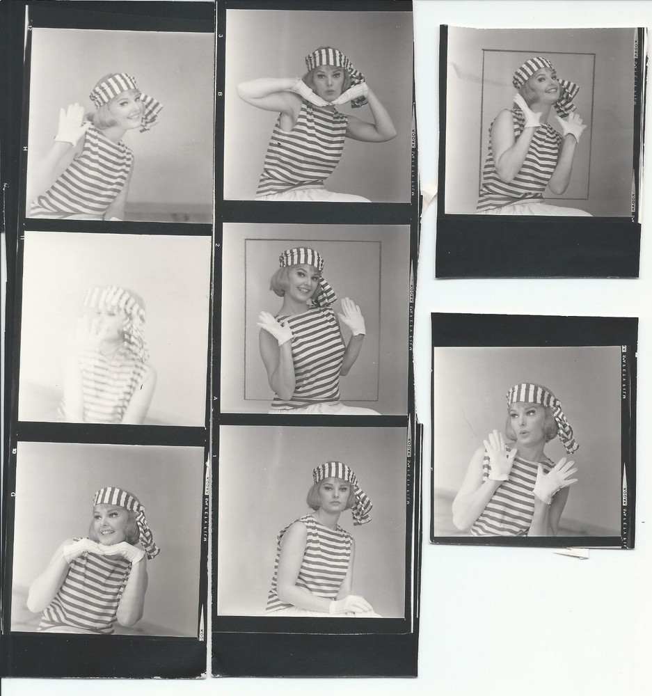 Cute Blonde in Stripe Outfit Poses HENDRICKSON Negative Photo Contact Sheet R14