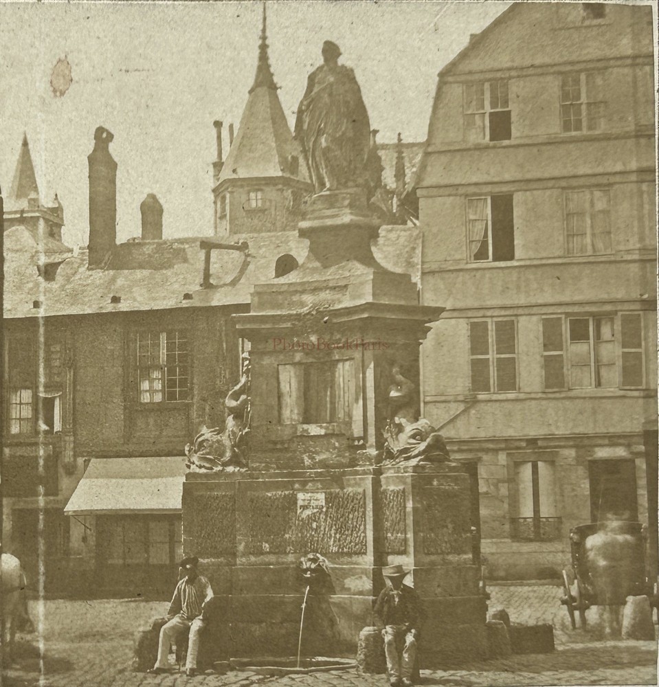 France Rouen Snapshot Market Square Photo c1858 Stereo Vintage Album