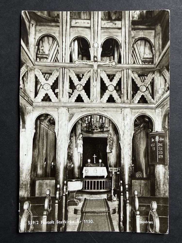 Vintage Postcard Fantoft Stave Church Bergen Norway Architecture Art Photo 1966