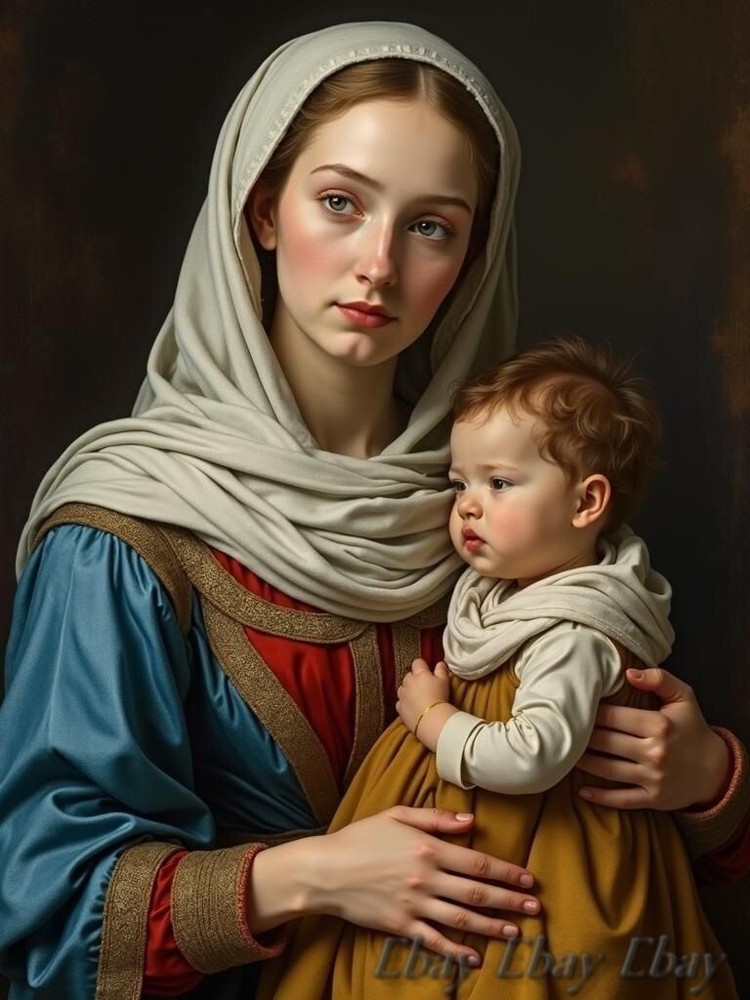 A3 Photo Mother Child Tenderness Artistic Glossy Paper Decor -054