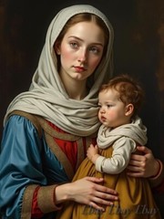 A3 Photo Mother Child Tenderness Artistic Glossy Paper Decor -054