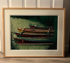 Original Signed Photograph Boats in Bali with Lily Pads by Robert Barab