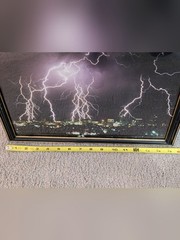 Framed Lightning Cityscape Wall Art – Black Frame