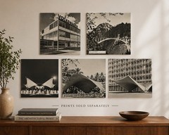 Vintage Black & White Modern Architecture Documentary Style Portrait Photograph