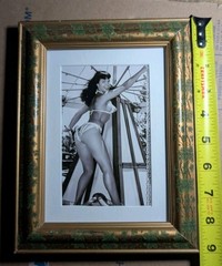 Bettie Page Framed Pinup Art Photo Black & White Vintage Style Gold Leaf Frame