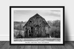 Barn Photography Print: Missouri Black & White Farm Rustic Country Rural Photo