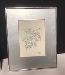 Framed Silver Autumn Leaf Design Art 10.5 x 8.5 Inch Heavy Custom Frame