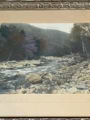 Antique framed hand tinted photograph by David Davidson , By the Mohawk trail