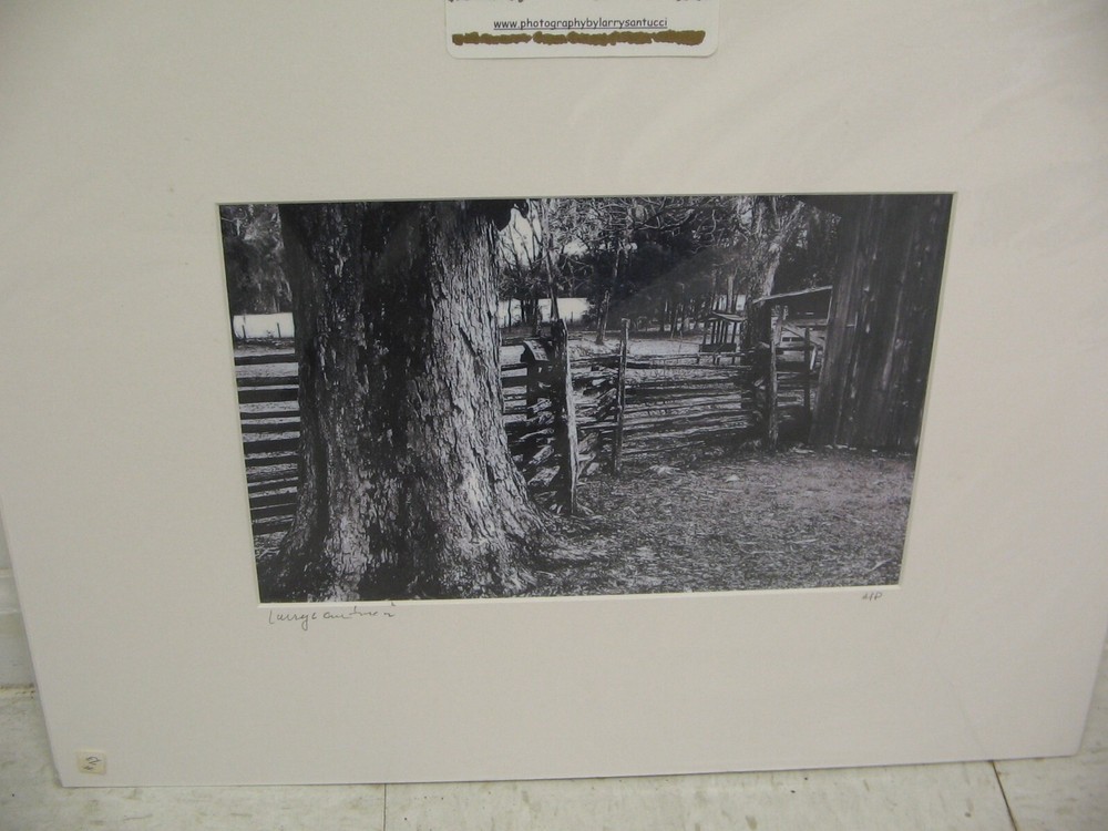 MATTED PHOTOGRAPHY Farmhouse Fenced Yard A/P 16×20 By Larry Santucci
