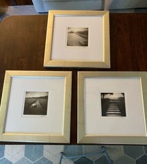 3 High Quality Decorative Photos in Frames – Lake/Path/Boat Signed C. Adams