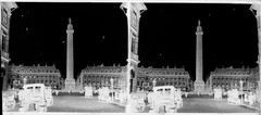 STEREO GLASS NEGATIVE,, PARIS, Place Vendôme, old classic cars, cityscape, rar