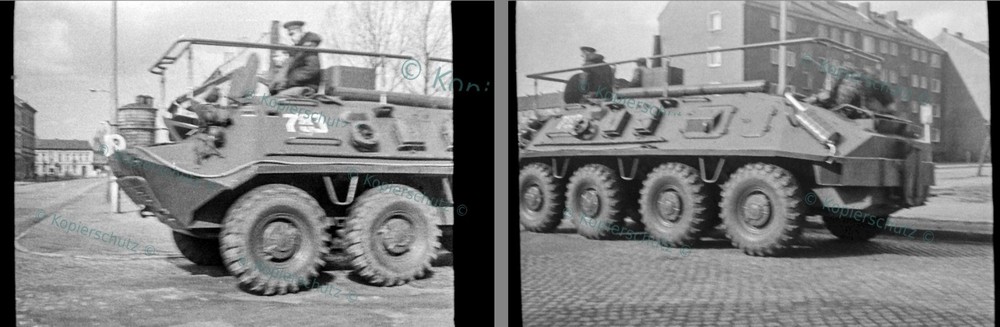 2x photo print approx. 13x18cm tank SPW Soviet GSSD German Democratic Republic Bernau #RUS-15_1089