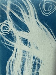 Original Cyanotype Portrait with My Hair – Unique Handmade Blue Art 20×30 cm