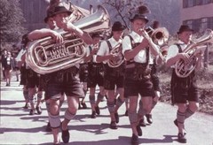 35mm slide · folk customs – Bavarian brass band musical train
