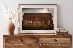 Old Red Barn Photography Print: Nebraska Midwest Farm Country Farmhouse Photo