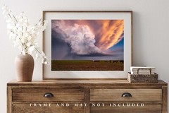 Storm Photography Print – Picture of Supercell Thunderstorm Over Field in Kansas
