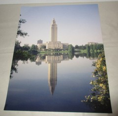 Beautiful Photograph of Louisiana Capitol Building Reflection on Lake 11 x 14″