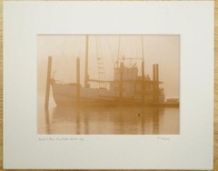 Tom Adams Photography Boat in Fog Charleston Oregon Matted Photo Art 8 x 10