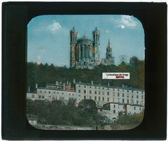 Basilica Notre-Dame de Fourvière Lyon, Antique Glass Color Plaque, 8.5×10 Cm