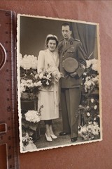 Great old wedding photo – man in unknown uniform?? soldier??
