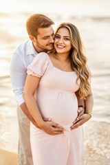 Pregnant Couple Romantic Art Digital Download | Maternity Love Image