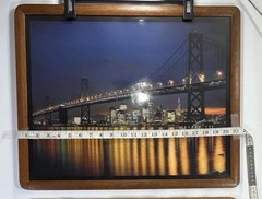 Vintage Art San Francisco Golden Gate & Oakland Bay Bridge 21.5×17.5 John Wagner
