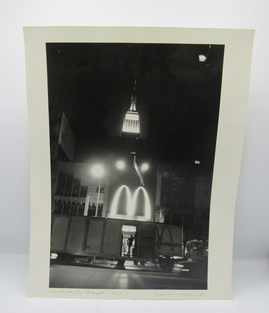 Signed Paul A. McDonough (1941–2025) b&w photo New York City at Night 1983