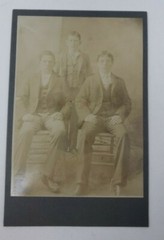 Antique Cabinet Card Photograph- Three teenage boys sitting and standing in suit