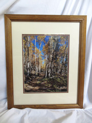Framed Landscape Photography Aspen Trees Autumn Forest Path Rustic Wall Art