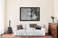 Moon Photography Print: Utah Sandstone Cliff Arches National Park Black & White