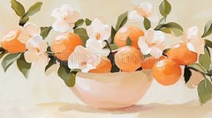 Digital Images for Frame TV Textured Oranges Palette Knife Painting Citrus Art