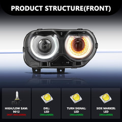 Headlight Assembly Compatible with 15-22 Dodge Challenger | 3–4× Brighter Off-Ro