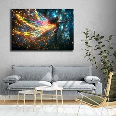 Fairy Art, Vibrant Fantasy Artwork Translucent Wings, Neon Fairy, Magical Glow