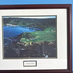 PEBBLE BEACH The Seventh Hole. Professionally Framed Picture. 18 x 22