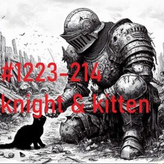 MALE PORTRAIT #1223-214 -knight and kitten -free shipping in usa
