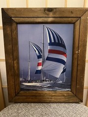Photograph Boating Sailing Framed Wood 13.5 x 11” Sydney Hobart Yacht Race 13751
