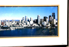 Panoramic Seattle Skyline Color Photo Matted and Framed 35″ x 14″