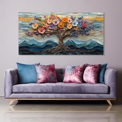 Floral Flower Tree Canvas Wall Art Colorful Tree of Life Painting Prints for …