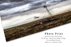 Photography Print of Old Windmill Under Stormy Sky in Oklahoma